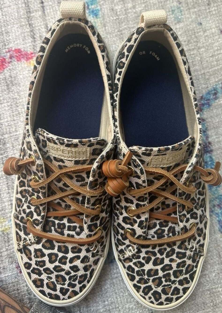 Sperry Crest Vibe Leopard Print Slip-On Sneakers Women's Size 8